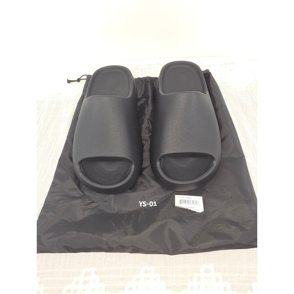 YS-01 Black Foam Slide Sandals Womens Size 7 Lightweight EVA Open Toe Slides